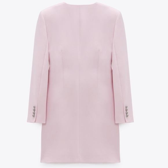 NWT ZARA V-Neck Pink Draped Blazer Dress S Blogger’s Favorite - Picture 12 of 14